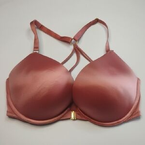 Victoria's Secret Satin Bra in Blush Pink Padded Molded Cuffs Underwire Size 34D